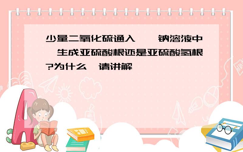 少量二氧化硫通入苯酚钠溶液中,生成亚硫酸根还是亚硫酸氢根?为什么,请讲解,