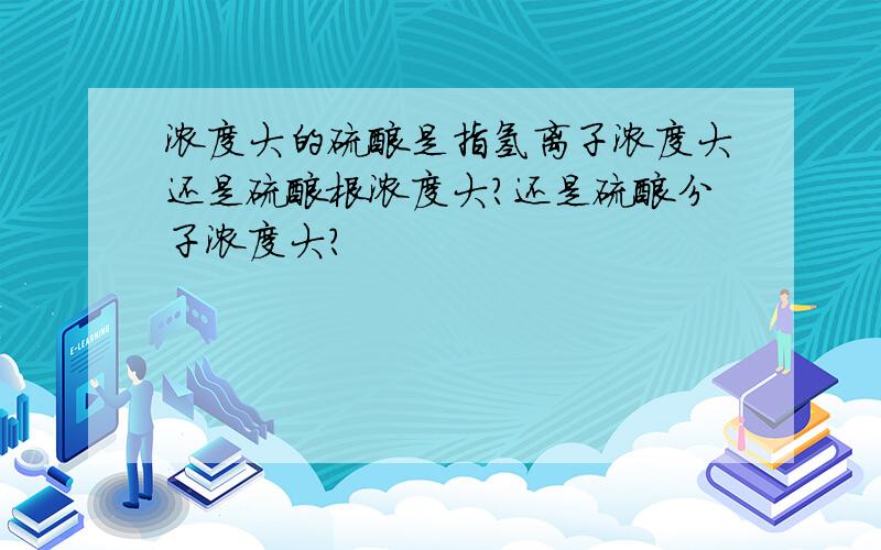 浓度大的硫酸是指氢离子浓度大还是硫酸根浓度大?还是硫酸分子浓度大?