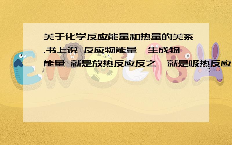 关于化学反应能量和热量的关系.书上说 反应物能量＞生成物能量 就是放热反应反之,就是吸热反应但为什么H2+Cl2=2HCl 这个反应是放热反应 他的反应物总能量是436+247生成物能量是2*431 ,明显的