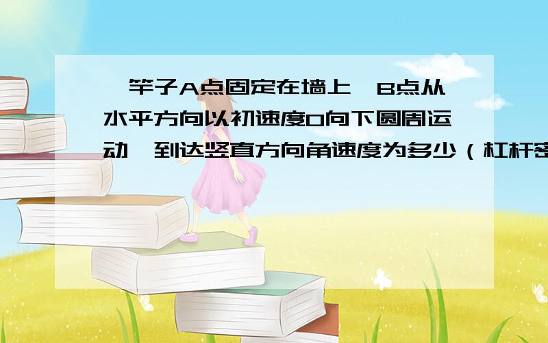 一竿子A点固定在墙上,B点从水平方向以初速度0向下圆周运动,到达竖直方向角速度为多少（杠杆密度均匀,长度为l）.大侠们能尽量快点更好啊~