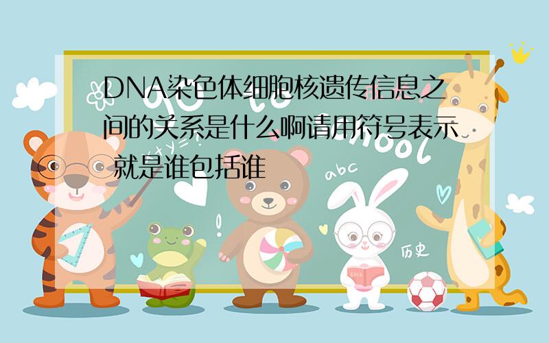 DNA染色体细胞核遗传信息之间的关系是什么啊请用符号表示 就是谁包括谁