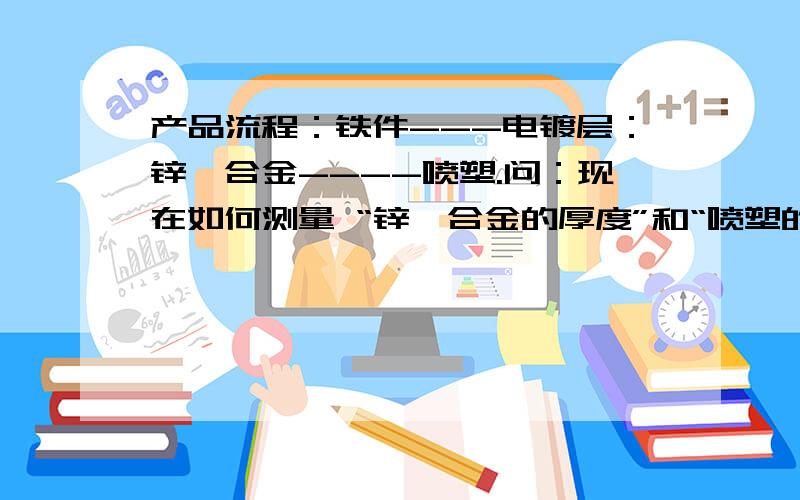 产品流程：铁件---电镀层：锌镍合金----喷塑.问：现在如何测量 “锌镍合金的厚度”和“喷塑的厚度”.请做电镀方面的高手给予帮助.产品流程：铁件---电镀层：锌镍合金----喷塑.问：现在如