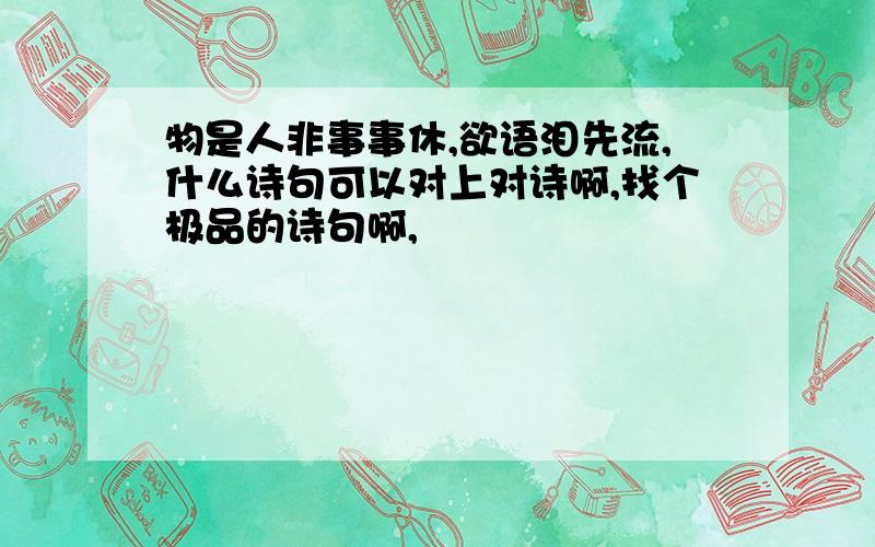 物是人非事事休,欲语泪先流,什么诗句可以对上对诗啊,找个极品的诗句啊,