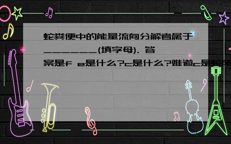 蛇粪便中的能量流向分解者属于______(填字母). 答案是f e是什么?c是什么?难道c是蛇所同化量?还是摄取量?