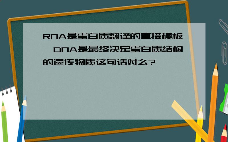 RNA是蛋白质翻译的直接模板,DNA是最终决定蛋白质结构的遗传物质这句话对么?