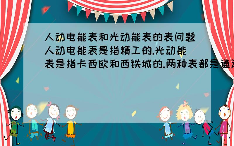 人动电能表和光动能表的表问题人动电能表是指精工的,光动能表是指卡西欧和西铁城的.两种表都是通过自制电能来驱动的石英表,但是我去买表时售货员跟我说卡西欧那些能的不准,很快玩完