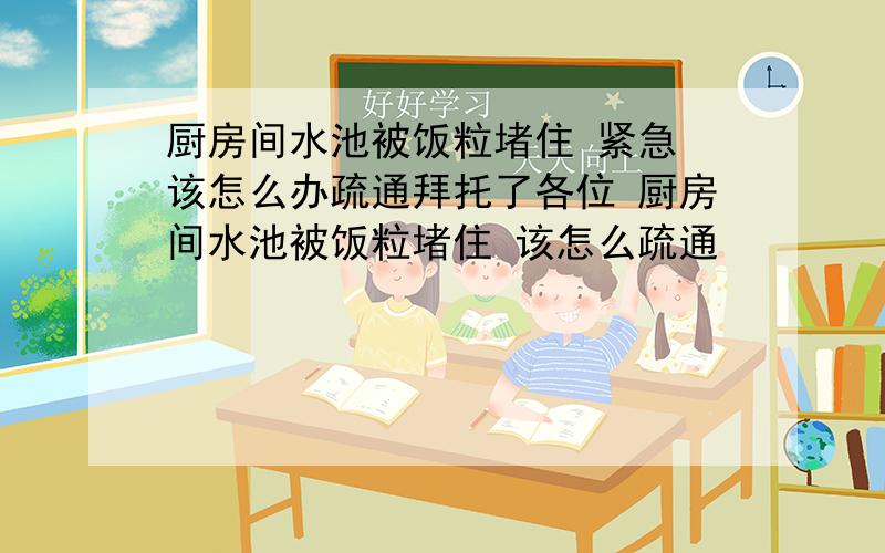 厨房间水池被饭粒堵住 紧急 该怎么办疏通拜托了各位 厨房间水池被饭粒堵住 该怎么疏通