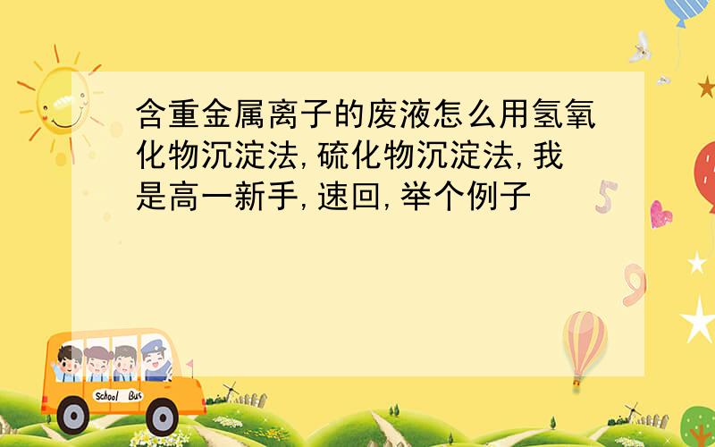 含重金属离子的废液怎么用氢氧化物沉淀法,硫化物沉淀法,我是高一新手,速回,举个例子