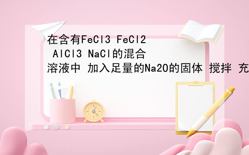 在含有FeCl3 FeCl2 AlCl3 NaCl的混合溶液中 加入足量的Na2O的固体 搅拌 充分反应后 再加入过量盐酸溶液中的离子数目变小的是?