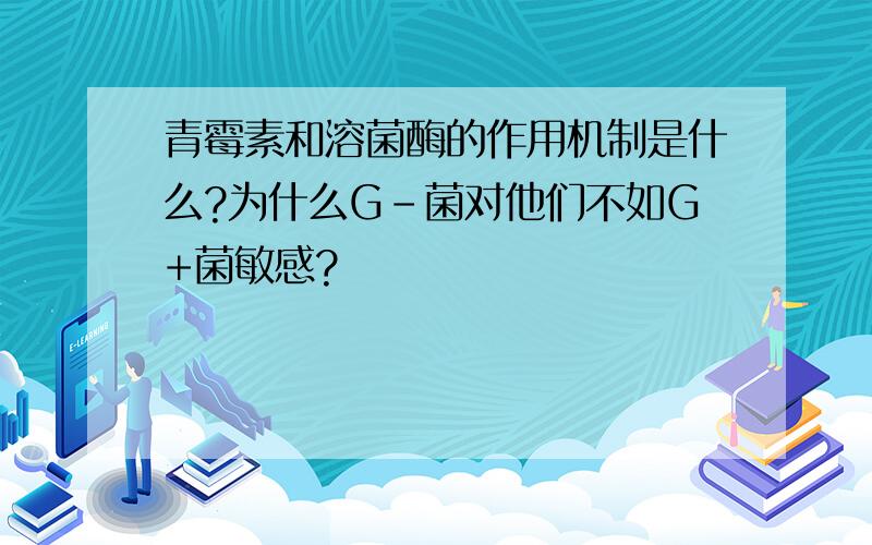 青霉素和溶菌酶的作用机制是什么?为什么G-菌对他们不如G+菌敏感?