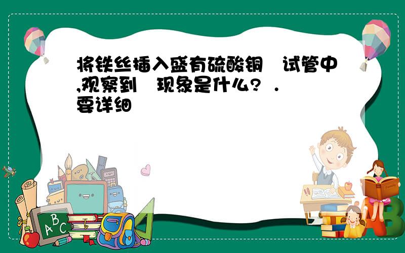 将铁丝插入盛有硫酸铜嘚试管中,观察到嘚现象是什么?  .要详细