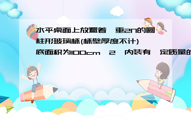 水平桌面上放置着一重2N的圆柱形玻璃杯(杯壁厚度不计),底面积为100cm^2,内装有一定质量的煤油,杯底到油面的高度为20cm.(g=10N/kg,p煤油=0.8*10^3kg/m^3)A.煤油对杯底的压强为1.6*10^3PaB.杯底对桌面的