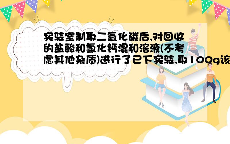 实验室制取二氧化碳后,对回收的盐酸和氯化钙混和溶液(不考虑其他杂质)进行了已下实验,取100g该溶液于烧杯中,滴入40g溶质质量分数为21.2%的碳酸钠溶液,充分反应后过滤.滴入碳酸钠溶液的质