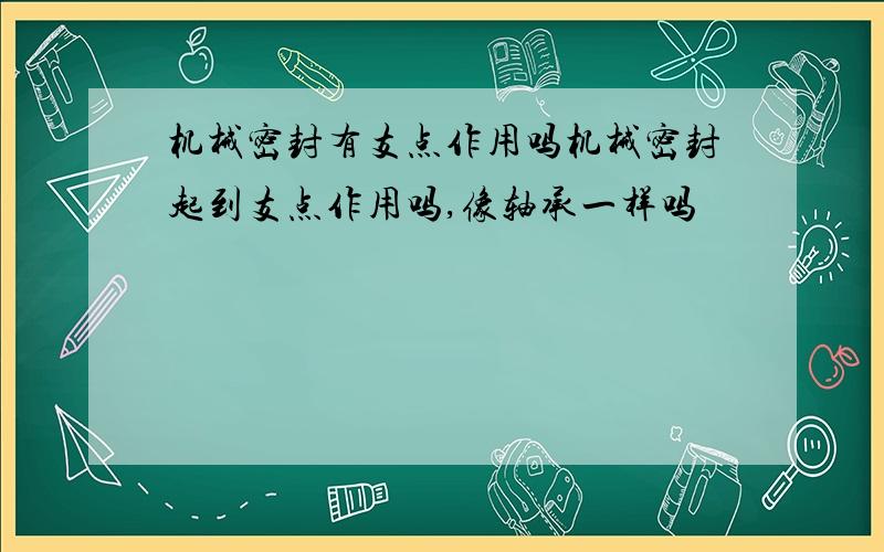 机械密封有支点作用吗机械密封起到支点作用吗,像轴承一样吗