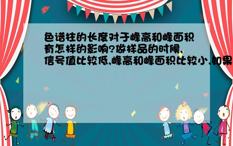 色谱柱的长度对于峰高和峰面积有怎样的影响?做样品的时候,信号值比较低,峰高和峰面积比较小,如果把柱子换成短柱或把定量环加大可以使峰面积增强吗?