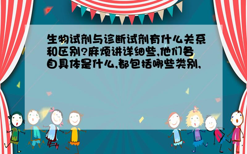 生物试剂与诊断试剂有什么关系和区别?麻烦讲详细些,他们各自具体是什么,都包括哪些类别,