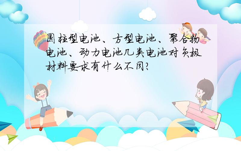 圆柱型电池、方型电池、聚合物电池、动力电池几类电池对负极材料要求有什么不同?