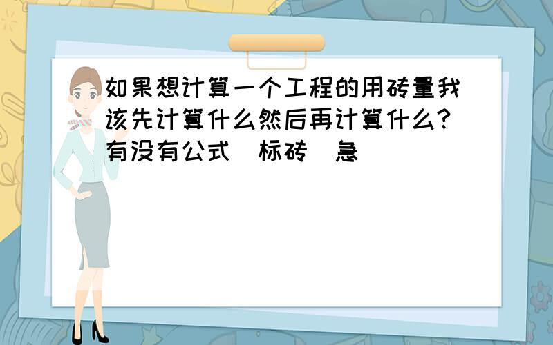 如果想计算一个工程的用砖量我该先计算什么然后再计算什么?有没有公式（标砖）急