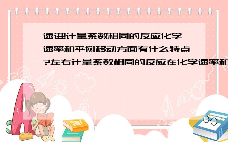 速进!计量系数相同的反应化学速率和平衡移动方面有什么特点?左右计量系数相同的反应在化学速率和平衡移动方面有什么特点?要一个特点大总汇的,不要复制的.还有,浓度,转化率什么的与平