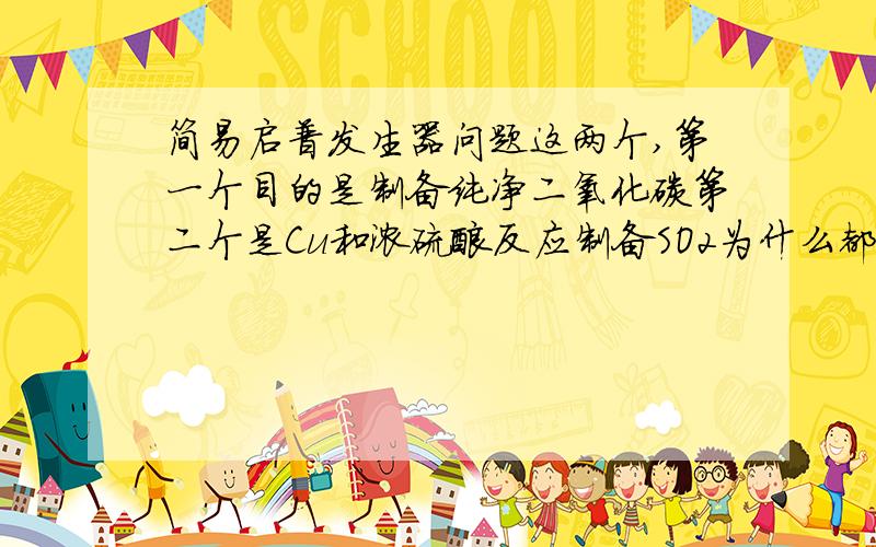 简易启普发生器问题这两个,第一个目的是制备纯净二氧化碳第二个是Cu和浓硫酸反应制备SO2为什么都不行?