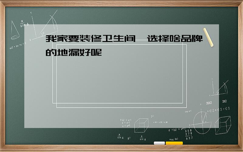 我家要装修卫生间,选择啥品牌的地漏好呢