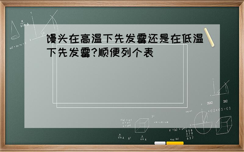 馒头在高温下先发霉还是在低温下先发霉?顺便列个表