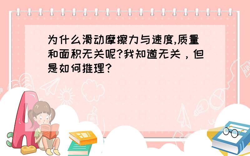 为什么滑动摩擦力与速度,质量和面积无关呢?我知道无关，但是如何推理？