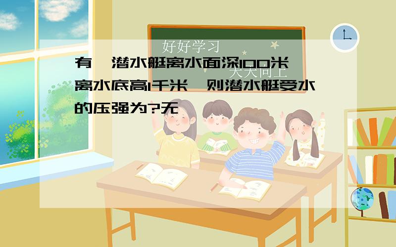 有一潜水艇离水面深100米,离水底高1千米,则潜水艇受水的压强为?无