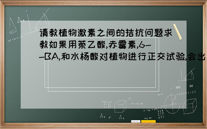 请教植物激素之间的拮抗问题求教如果用萘乙酸,赤霉素,6--BA,和水杨酸对植物进行正交试验,会出现激素间的拮抗作用吗,用不用考虑正交试验中的相互作用