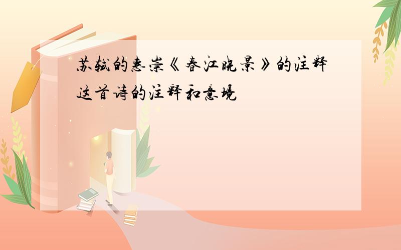 苏轼的惠崇《春江晓景》的注释这首诗的注释和意境