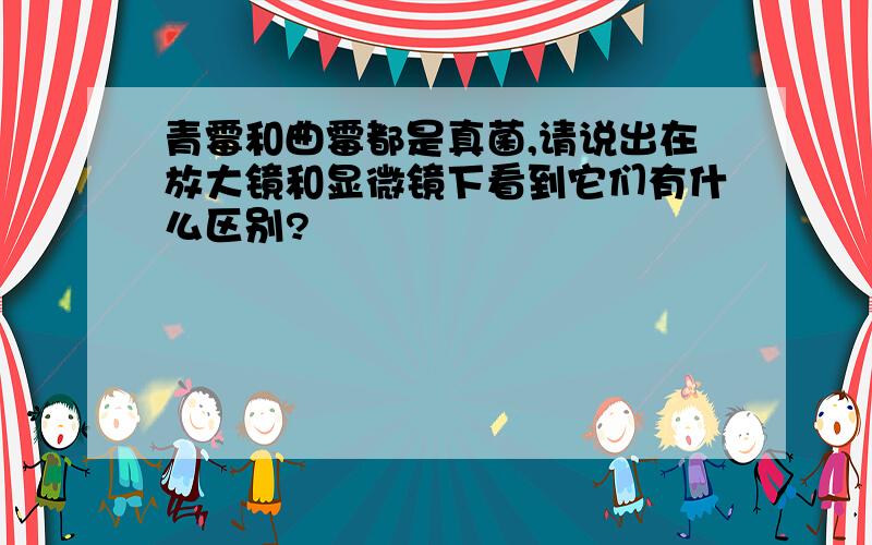 青霉和曲霉都是真菌,请说出在放大镜和显微镜下看到它们有什么区别?