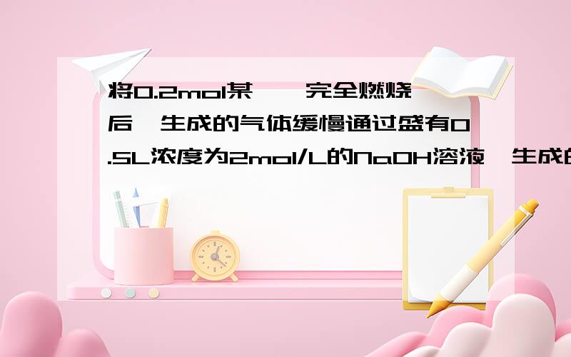 将0.2mol某烷烃完全燃烧后,生成的气体缓慢通过盛有0.5L浓度为2mol/L的NaOH溶液,生成的碳酸钠和碳酸氢钠根据物料守恒来做 首先Na离子守恒nNa2CO3+3nNaHCO3=1mol  n=0.2C守恒 c（C）=0.2+0.6=0.8 mol为什么知