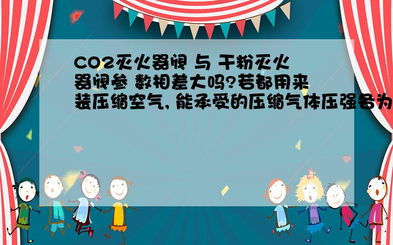 CO2灭火器阀 与 干粉灭火器阀参 数相差大吗?若都用来装压缩空气, 能承受的压缩气体压强各为多少?（干粉灭火器的压强远小于CO2灭火器是因为干粉影响密封性,而不是阀门不能承受压强吗?