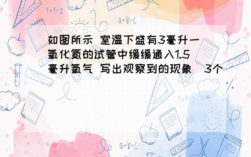 如图所示 室温下盛有3毫升一氧化氮的试管中缓缓通入1.5毫升氧气 写出观察到的现象（3个）