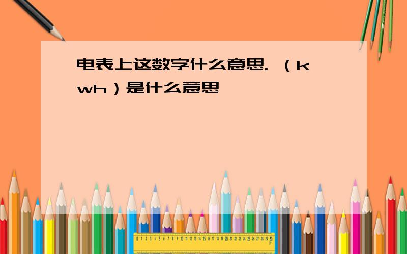 电表上这数字什么意思. （kwh）是什么意思