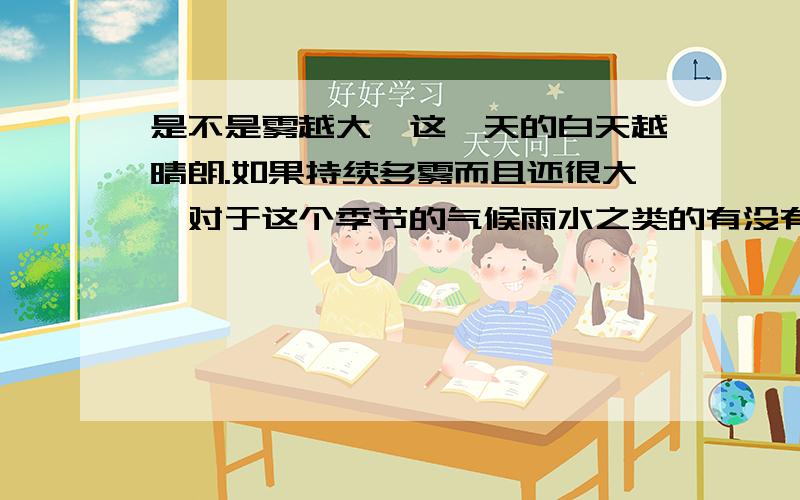 是不是雾越大,这一天的白天越晴朗.如果持续多雾而且还很大,对于这个季节的气候雨水之类的有没有什么预