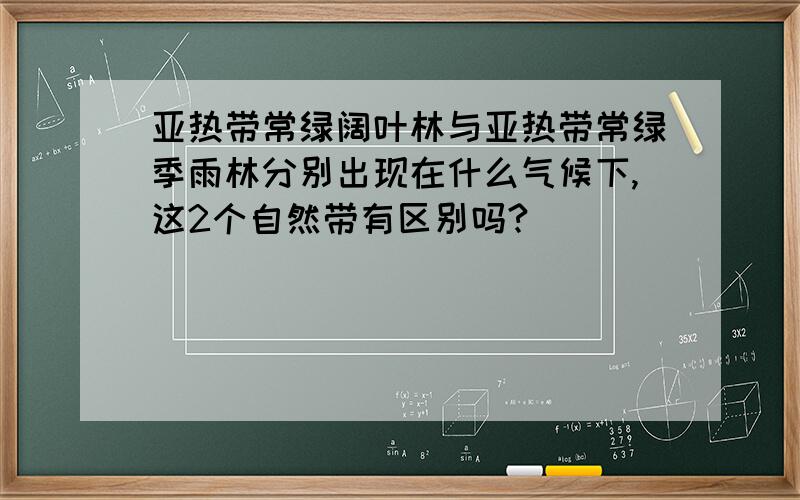 亚热带常绿阔叶林与亚热带常绿季雨林分别出现在什么气候下,这2个自然带有区别吗?