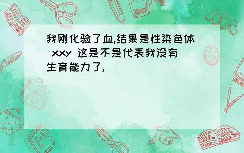 我刚化验了血,结果是性染色体 xxy 这是不是代表我没有生育能力了,