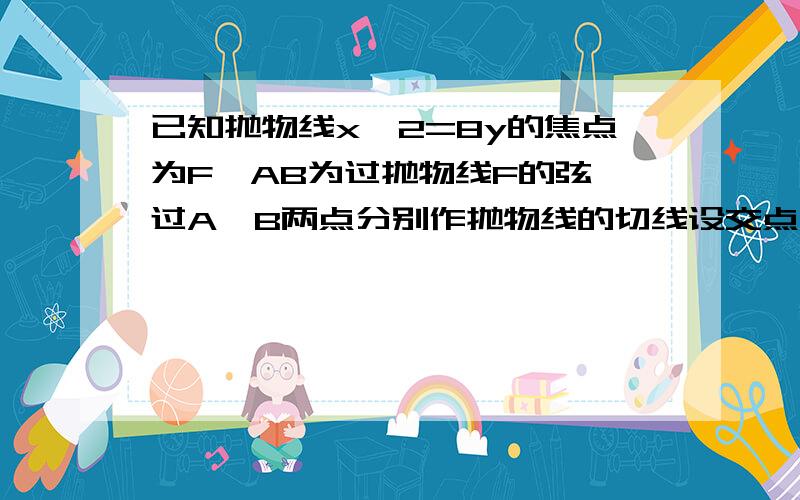 已知抛物线x^2=8y的焦点为F,AB为过抛物线F的弦,过A,B两点分别作抛物线的切线设交点为M,(1)证明FM被X轴平分 (2)证明向量FM*AB为定值(3)证明│FM│平方=│FA│*│FB│