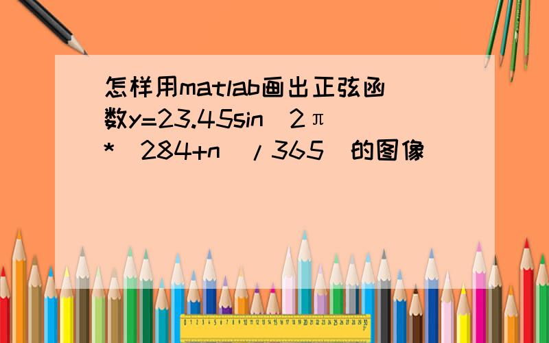 怎样用matlab画出正弦函数y=23.45sin(2π*（284+n）/365)的图像