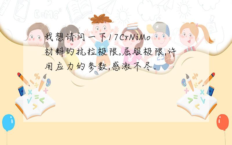 我想请问一下17CrNiMo材料的抗拉极限,屈服极限,许用应力的参数,感激不尽.