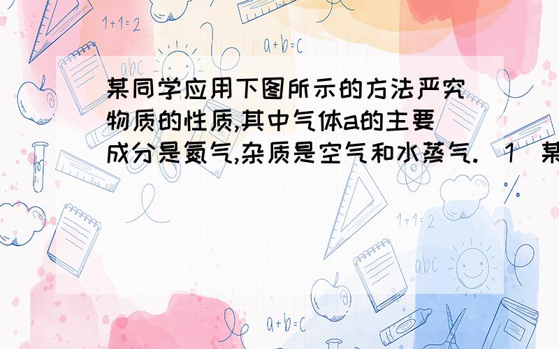 某同学应用下图所示的方法严究物质的性质,其中气体a的主要成分是氮气,杂质是空气和水蒸气.(1)某同学应用下图所示的方法严究物质的性质,其中气体a的主要成分是氮气,杂质是空气和水蒸气