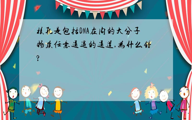 核孔是包括DNA在内的大分子物质任意通过的通道,为什么错?