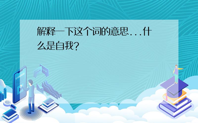 解释一下这个词的意思...什么是自我?