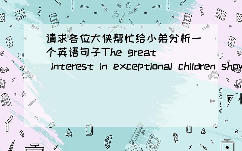 请求各位大侠帮忙给小弟分析一个英语句子The great interest in exceptional children shown in public education over the past three decades indicates the strong feeling in our society that all citizens,whatever their special conditions,