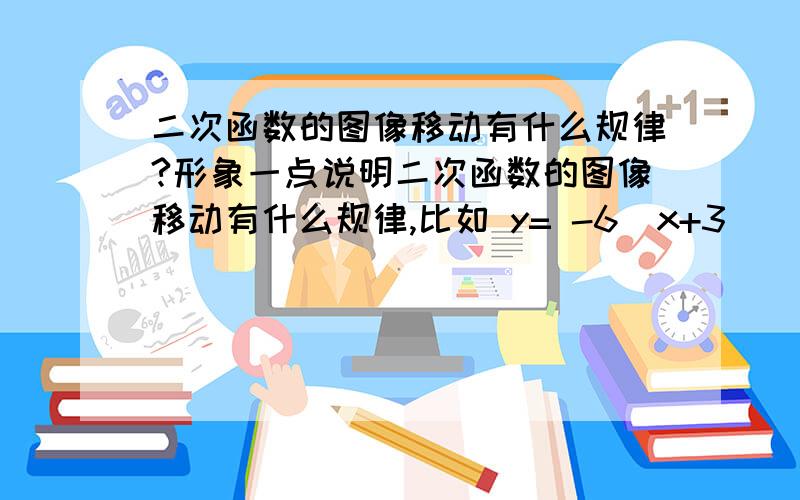 二次函数的图像移动有什么规律?形象一点说明二次函数的图像移动有什么规律,比如 y= -6（x+3）^2的图像向__________平移____________个单位,就可以得到 y= -6x^2的图像?拒绝抄袭~把函数 y= -6x^2的图