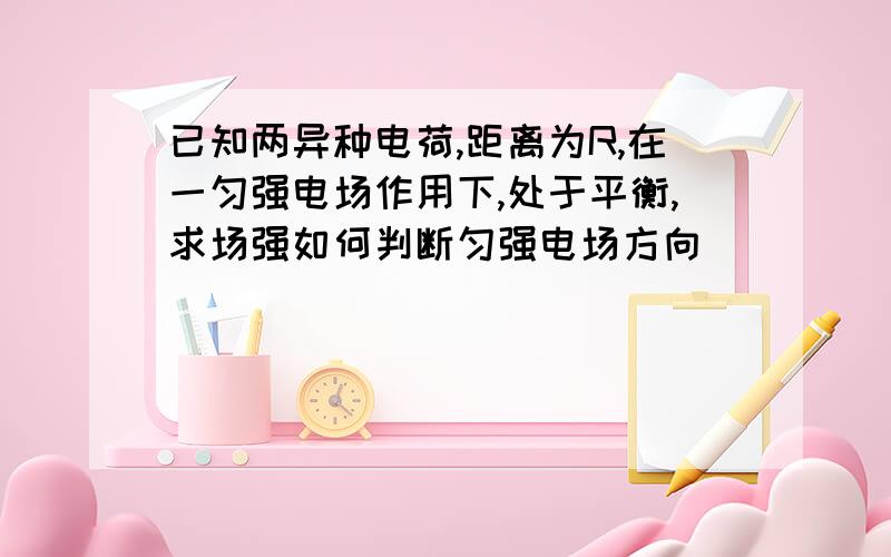 已知两异种电荷,距离为R,在一匀强电场作用下,处于平衡,求场强如何判断匀强电场方向