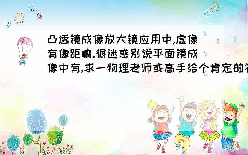 凸透镜成像放大镜应用中,虚像有像距嘛.很迷惑别说平面镜成像中有,求一物理老师或高手给个肯定的答复