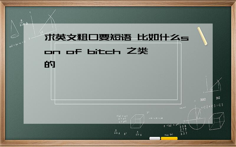 求英文粗口要短语 比如什么son of bitch 之类的