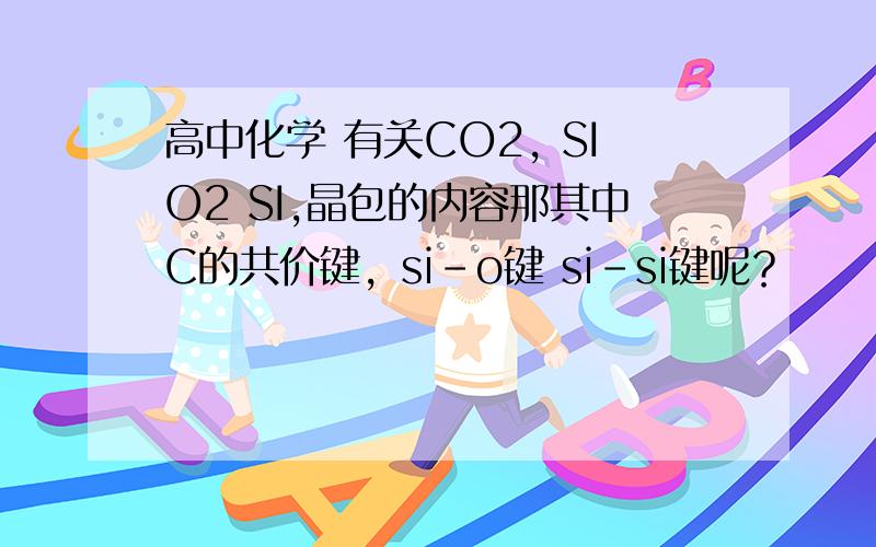 高中化学 有关CO2, SIO2 SI,晶包的内容那其中C的共价键，si-o键 si-si键呢？